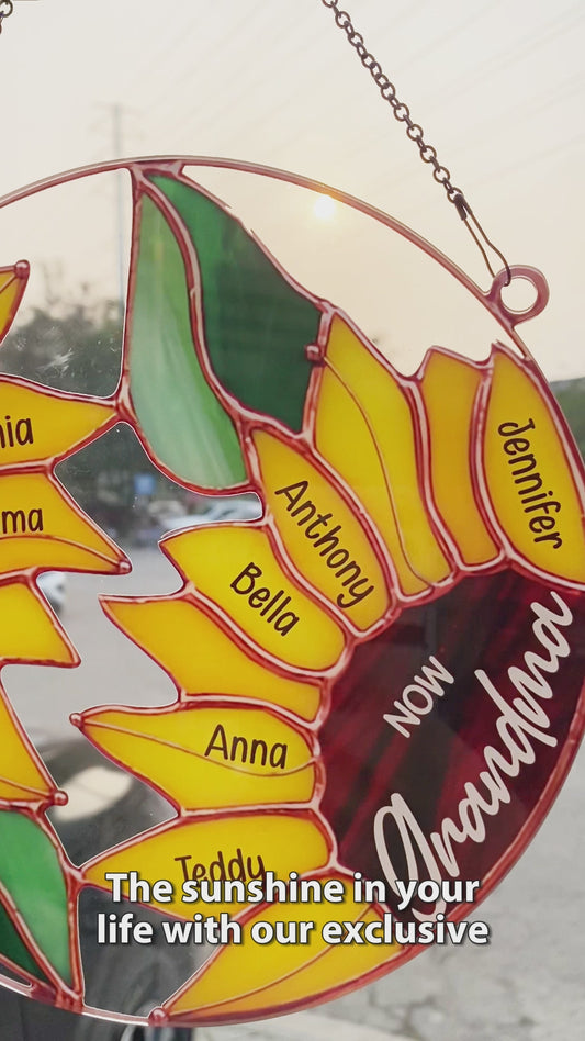 Erst Mama, jetzt Oma – Sonnenblume – Personalisierter Oma-Fensterhänger 