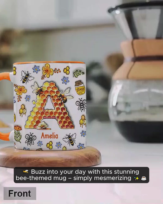 Stunning Bee Letter - Personalized Gardening Accent Mug