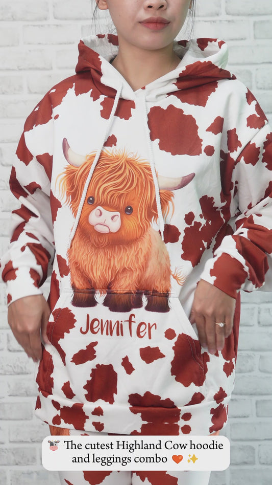 Just A Girl Who Loves Highland Cow - Personalized Highland Cow Hoodie and Leggings