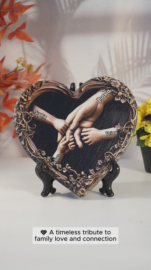 Hold Our Hands - Personalized Mother Heart Shaped Stone