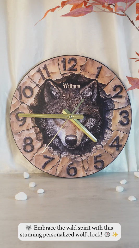 Cooler Wolf – Personalisierte Wolf-Wanduhr