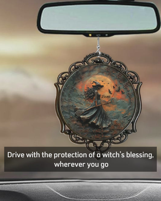 Smoke Of Air And Fire And Earth - Personalized Witch Car Ornament