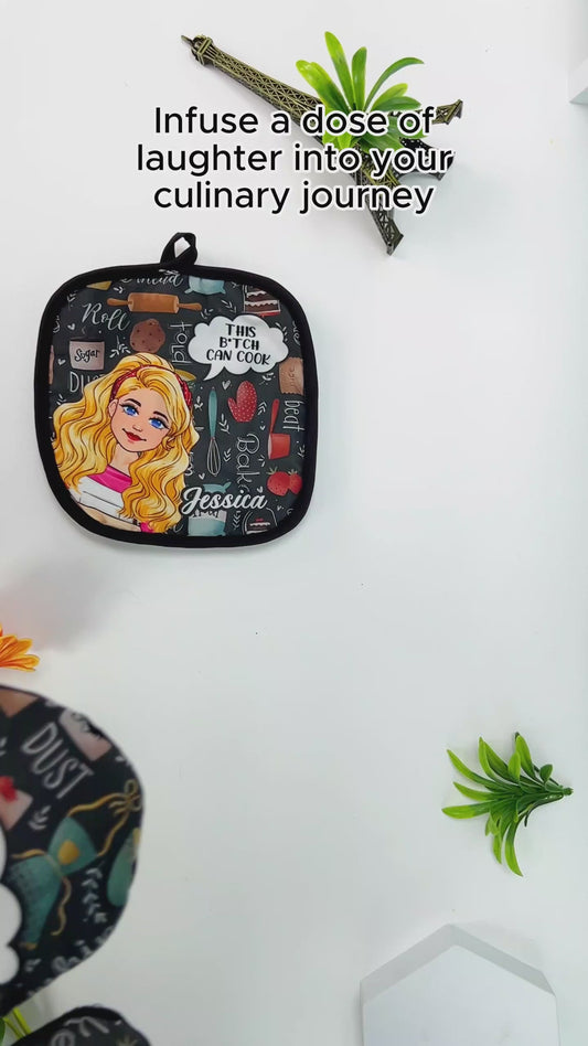 This B Can Cook - Personalized Baking Oven Mitts & Pot Holder Set