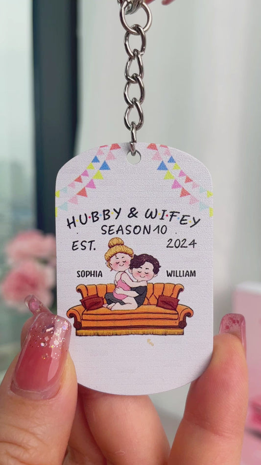 Hubby & Wifey - Personalized Husband And Wife Stainless Steel Keychain