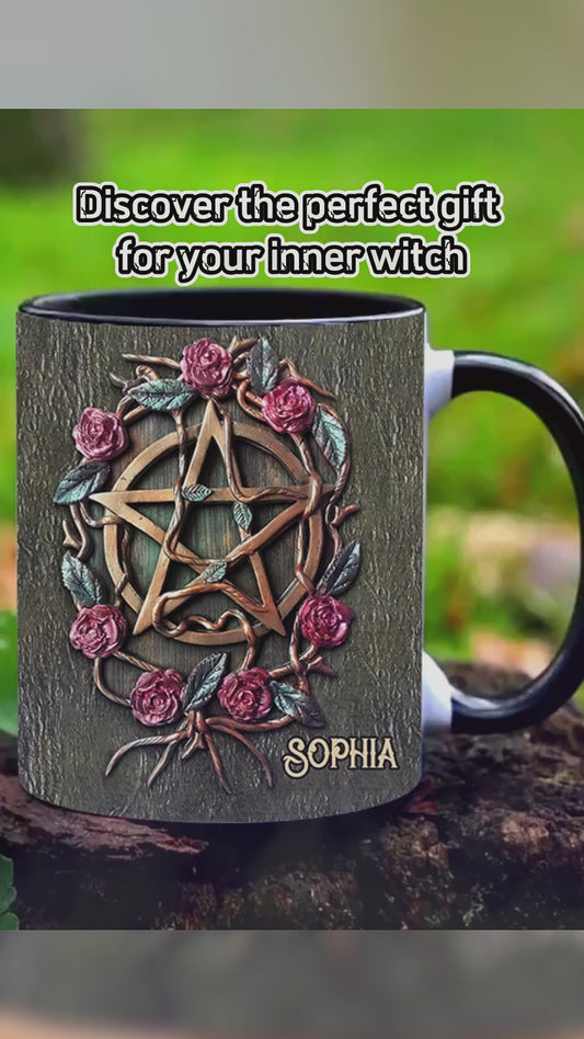 Mystical Witch Ancient Roses - Personalized Witch Accent Mug