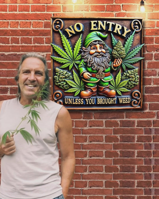 Entrée interdite sans cannabis - Panneau métallique personnalisé « Weed Cut »