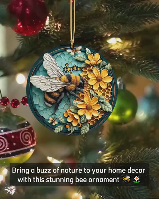 Bee And Honeycomb - Personalized Bee Ornament