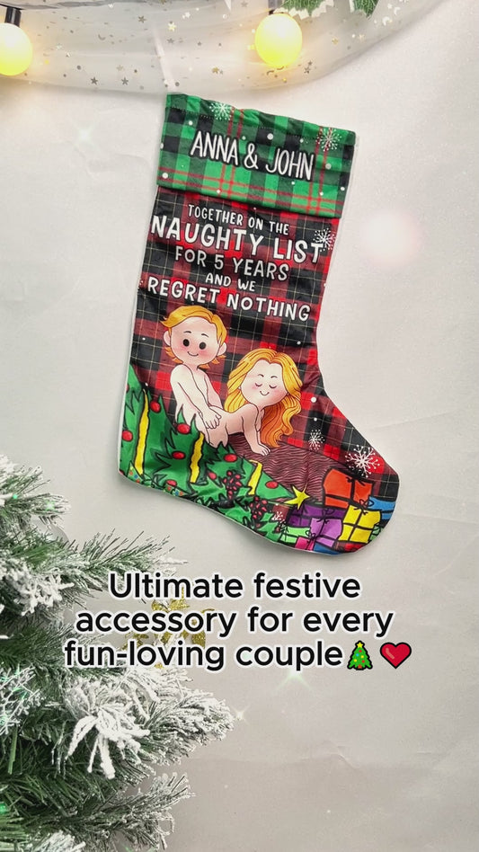 Together On The Naughty List - Personalized Couple Christmas Stockings