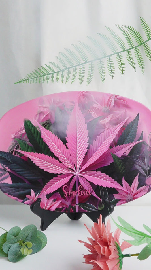 Assiette à cannabis personnalisée Pink Stoner Chick