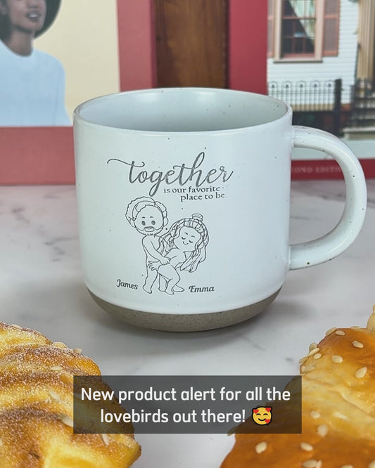 I Love You - Personalized Couple Engraved Pottery Mug