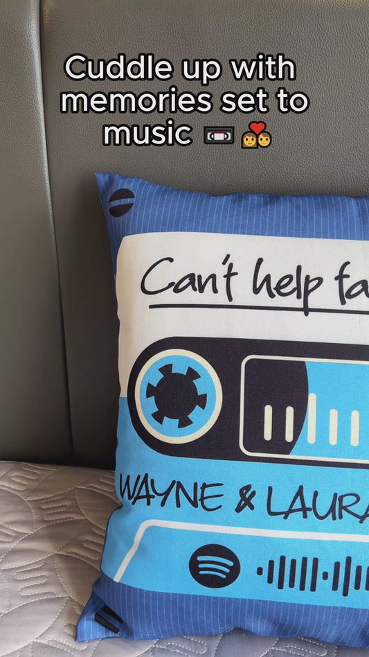 Any Name's Mixtape With Scannable QR Code & Many Background Colors - Personalized Couple Throw Pillow