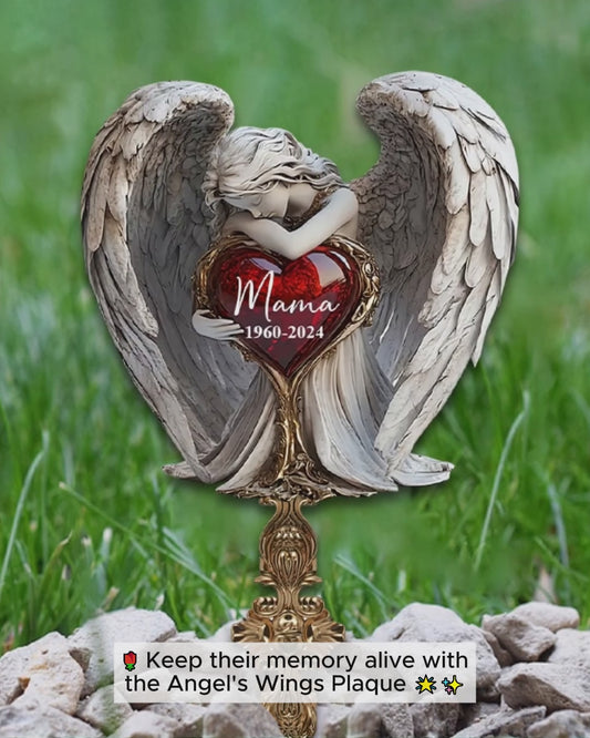 On Angel's Wings - Personalized Memorial Acrylic Plaque Stake