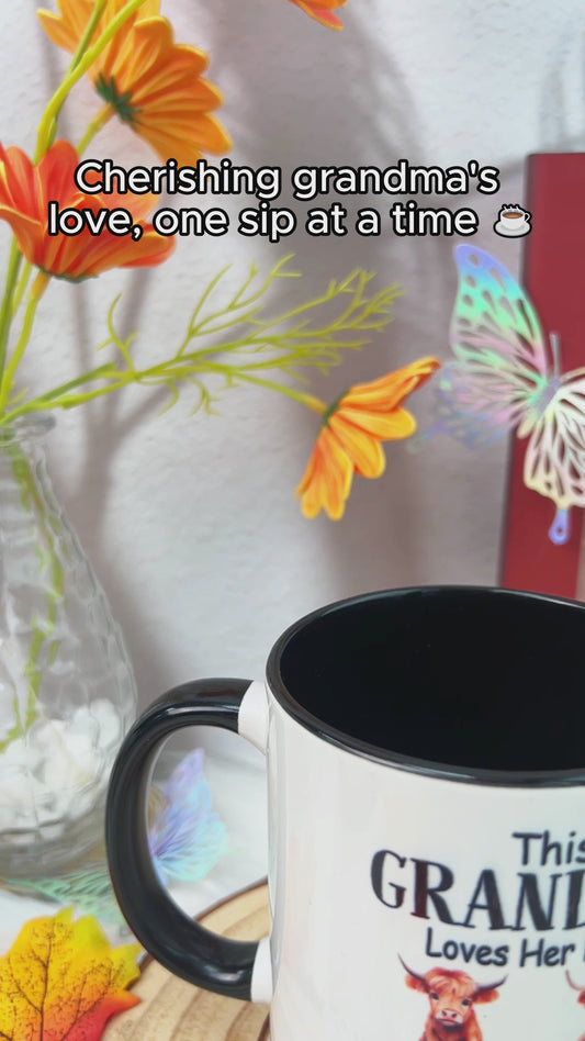 Grandma/ Nana/ Mimi... Loves Her Herd - Personalized Grandma Accent Mug