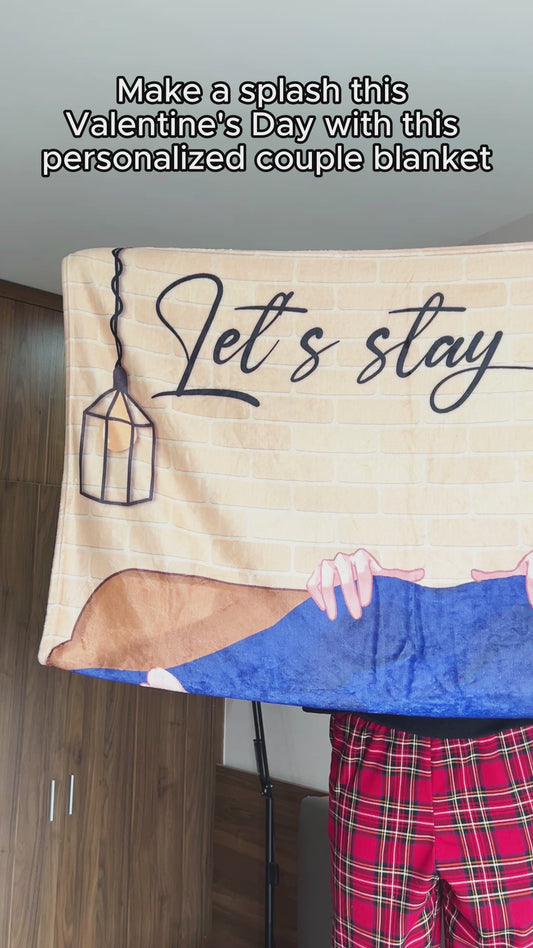 Let's Stay In Bed - Personalized Couple Blanket