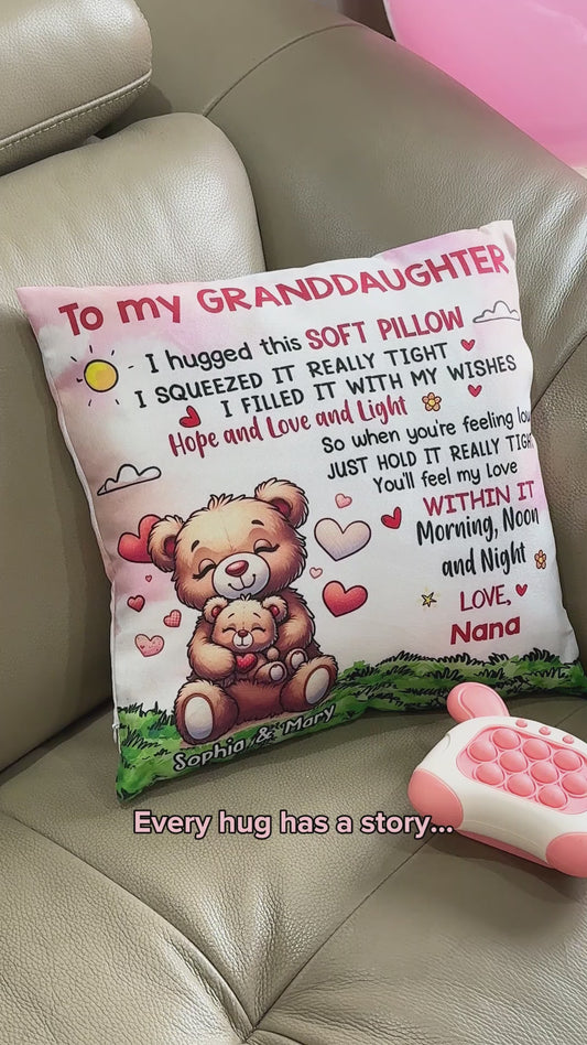 Bear Grandson Granddaughter - Personalized Grandma Throw Pillow