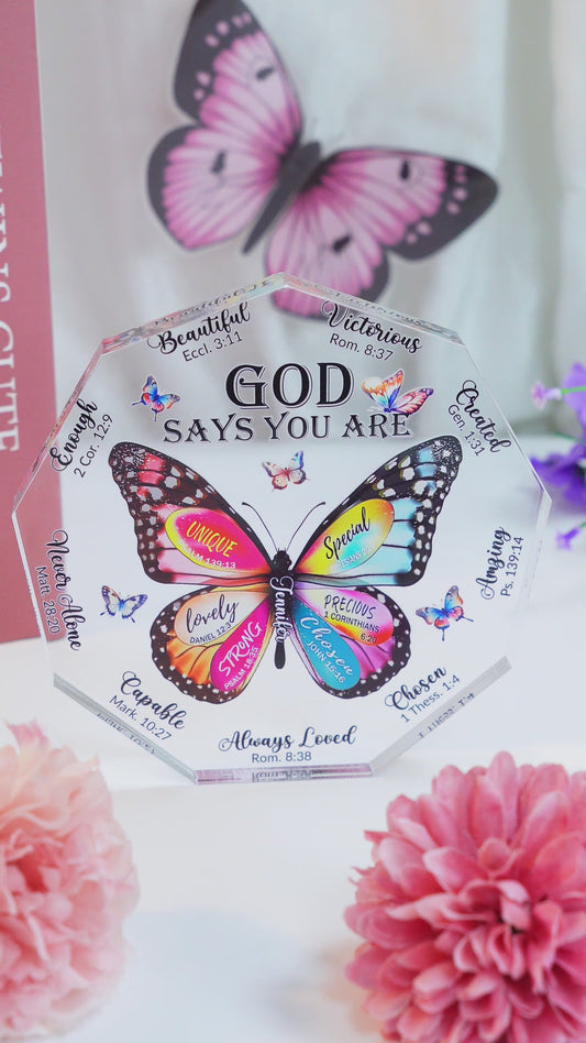 God Says You Are - Personalized Christian Custom Shaped Acrylic Plaque