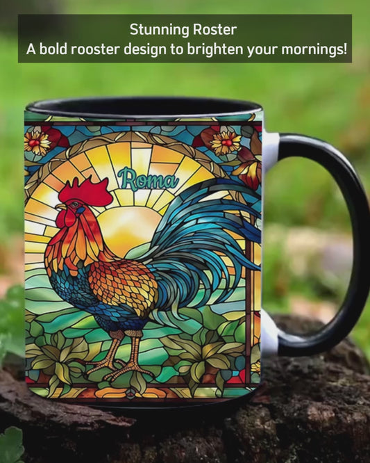 Atemberaubender Hahn – personalisierte Tasse mit Hühnermotiv
