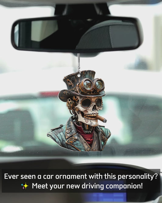 Steampunk Skull - Personalized Skull Car Ornament