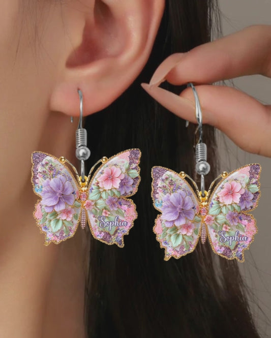 Boucles d'oreilles papillon personnalisées Love Butterfly