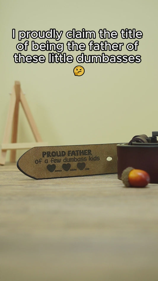 Proud Father Of A Few Kids - Personalized Father Leather Belt