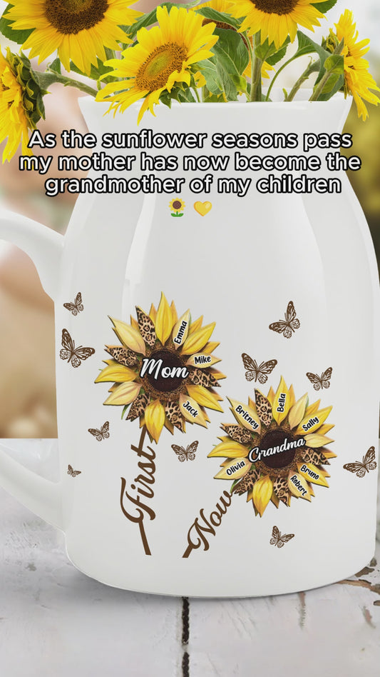 First Mom Now Grandma - Personalized Grandma Ceramic Flower Vase