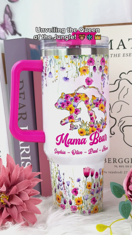 Mama Bear - Personalized Mother Tumbler With Handle