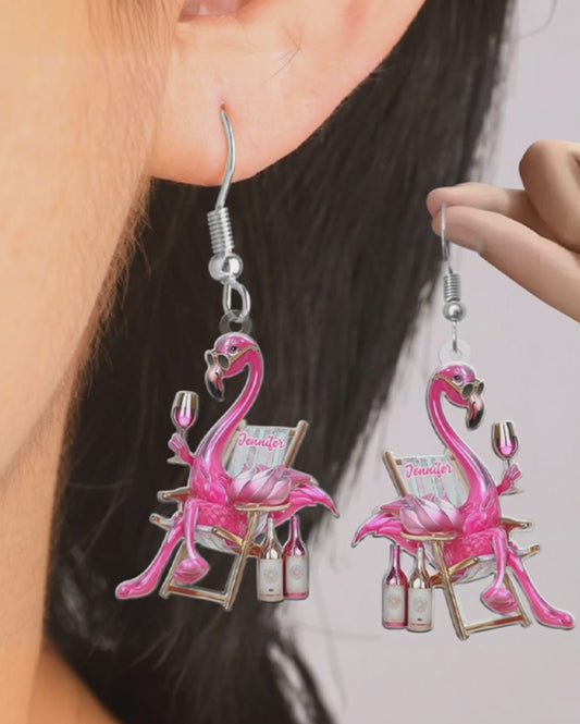 Soyez un flamant rose au milieu d'une volée de pigeons - Boucles d'oreilles flamant rose personnalisées