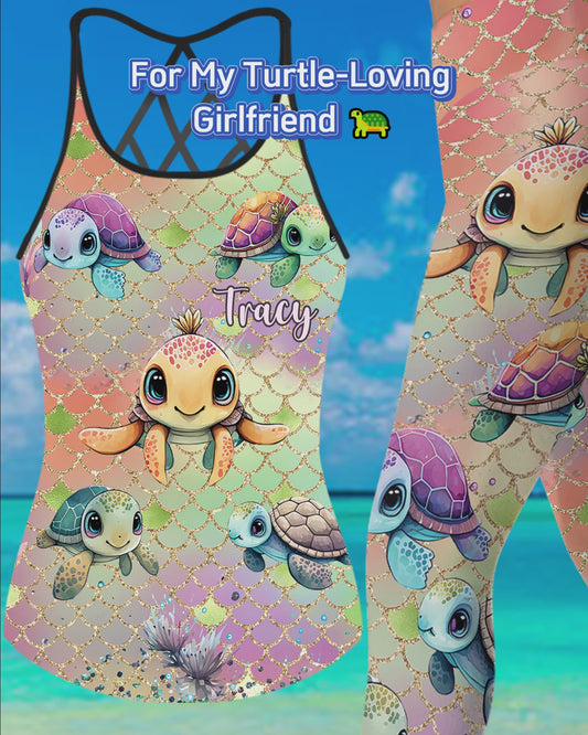 Colorful Turtle - Personalized Turtle Cross Tank Top and Leggings