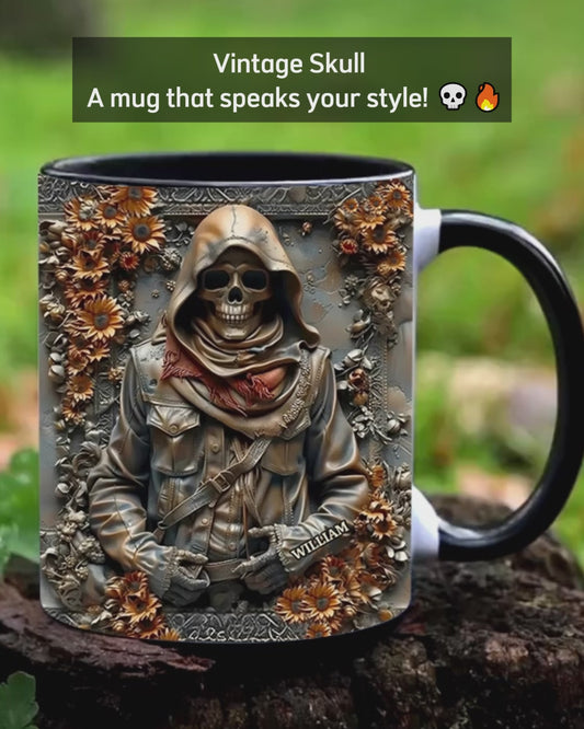 Vintage Skull - Personalized Skull Accent Mug
