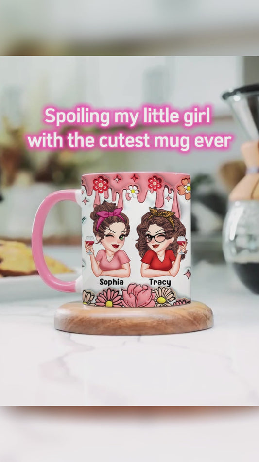 Besties Forever Floral - Personalized Bestie Accent Mug
