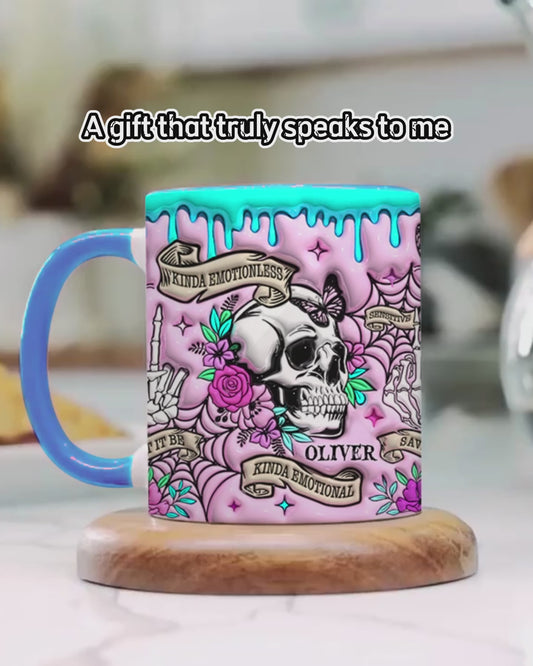 Kinda Emotional - Personalized Skull Accent Mug