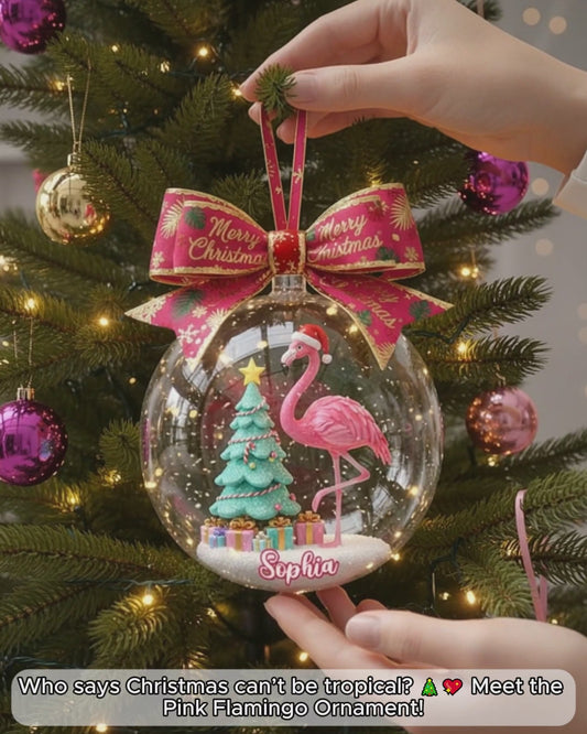 Joyeux Noël - Ornement flamant rose personnalisé