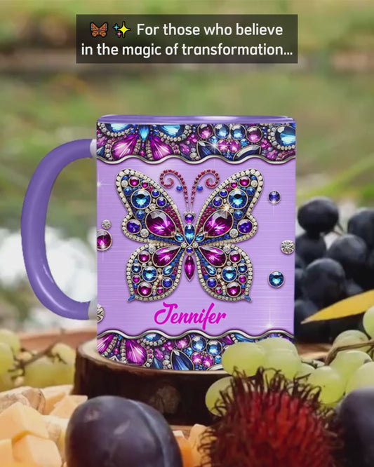 Glitzernder Schmetterling – Personalisierte Tasse mit Schmetterlingsmotiv