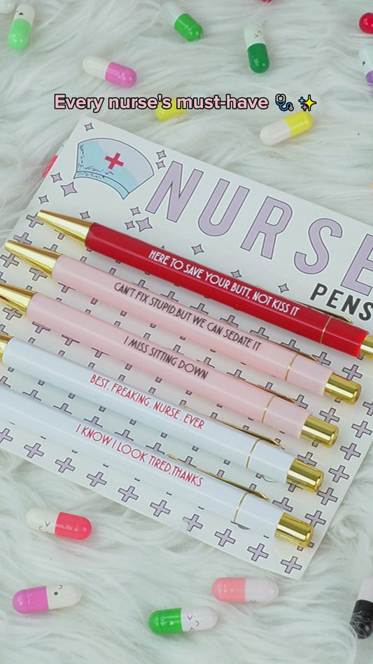 Nurse Pen Set Funny Pink - Nurse Nurse Pen Set