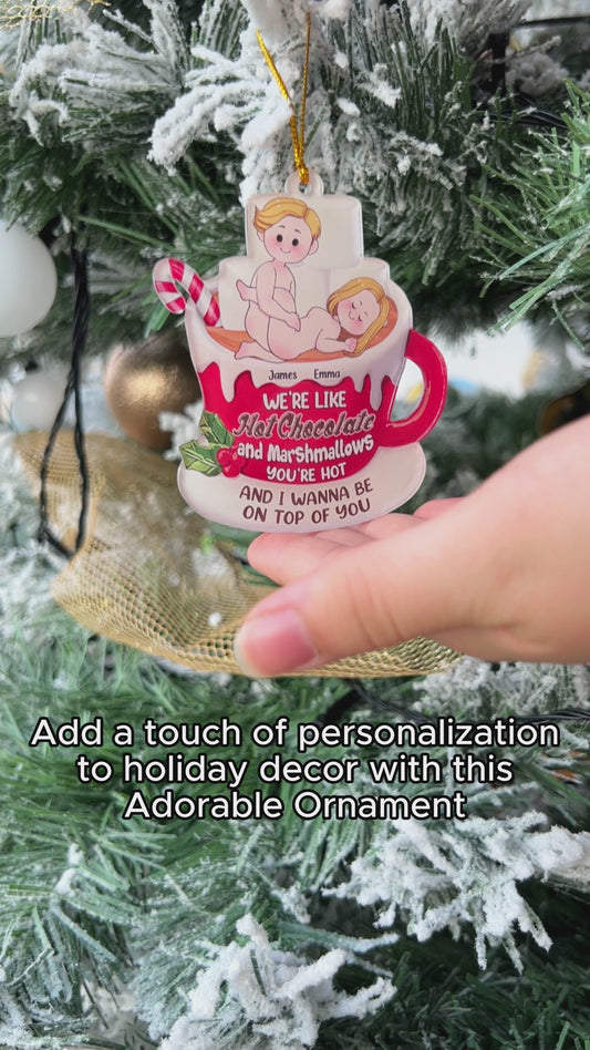 Hot Chocolate And Marshmallows - Personalized Couple Ornament