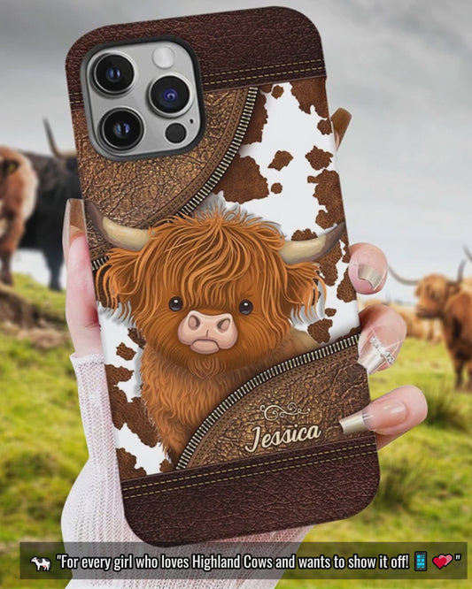 Juste une fille qui aime les vaches des Highlands - Coque de téléphone personnalisée avec impression intégrale