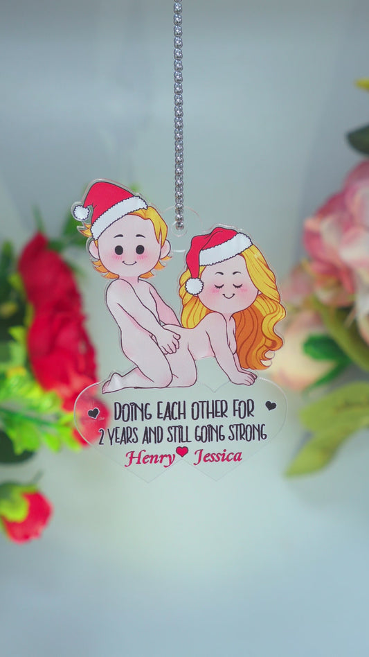 Doing Each Other - Personalized Couple Custom Shaped Car Ornament