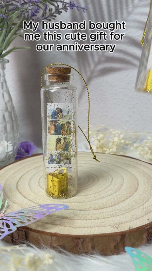 Any Photo And Message - Personalized Couple Mini Bottle Ornament