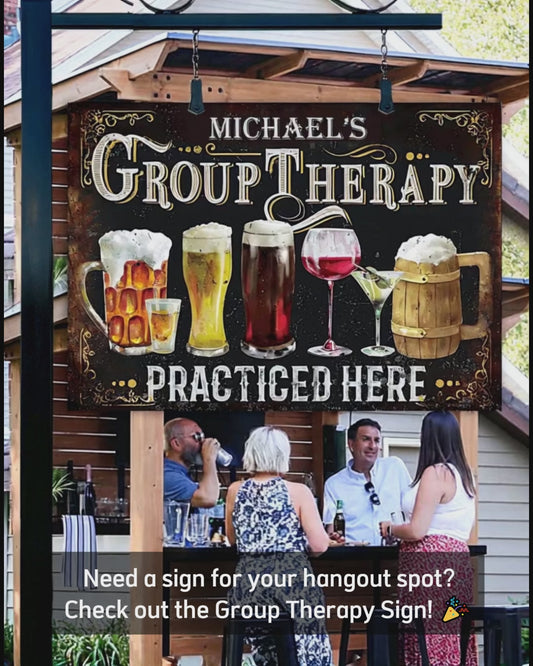 Group Therapy Practiced Here - Personalized Beer Rectangle Metal Sign
