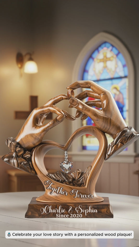 Engagement Wedding Anniversary - Personalized Couple Custom Shaped Wood Plaque