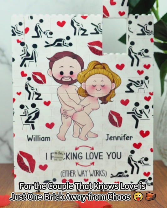 I love you - Personalized Couple Vertical Rectangle Building Brick Blocks Printed On Both Sides