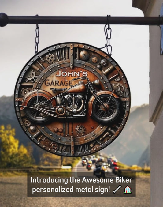 Fantastischer Biker – Personalisiertes rundes Biker-Metallschild