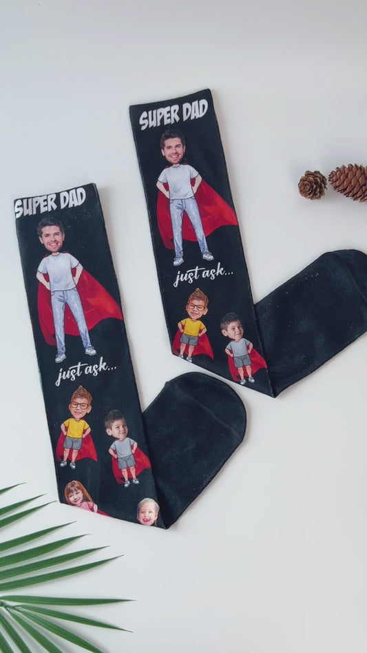Super Dad Super Mom - Gift for dad, mom - Personalized Socks
