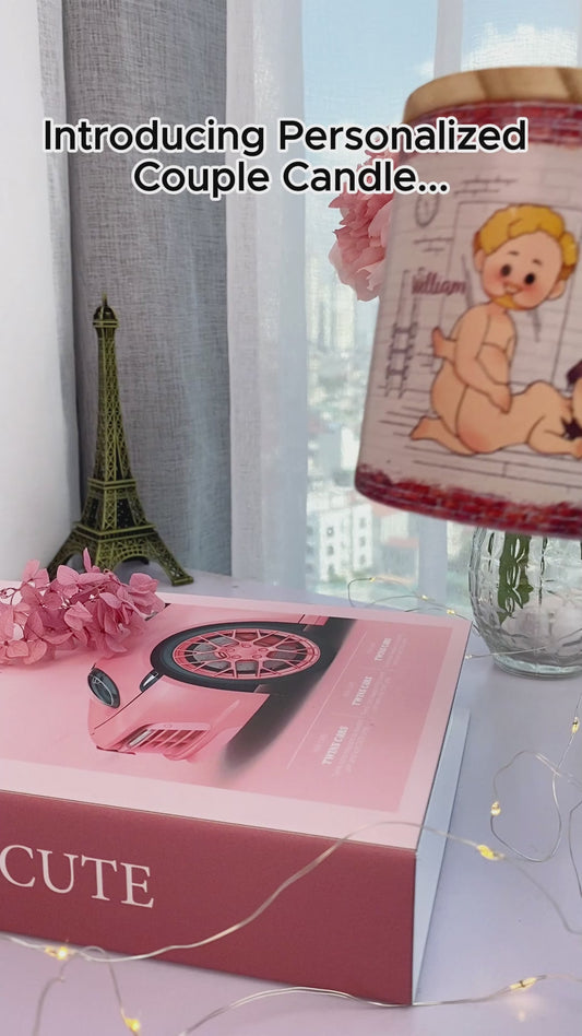 Cardio Workout - Personalized Couple Candle With Wooden Lid