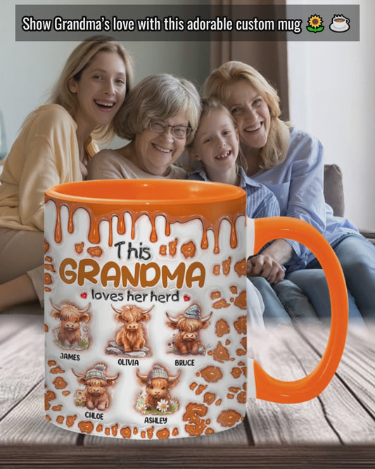 This Grandma Loves Her Herd - Personalized Grandma Accent Mug