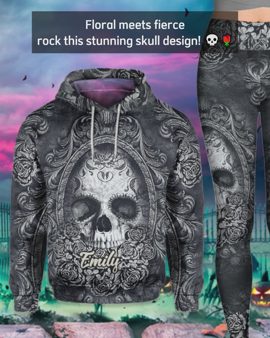 Floral Skull - Personalized Skull Hoodie and Leggings