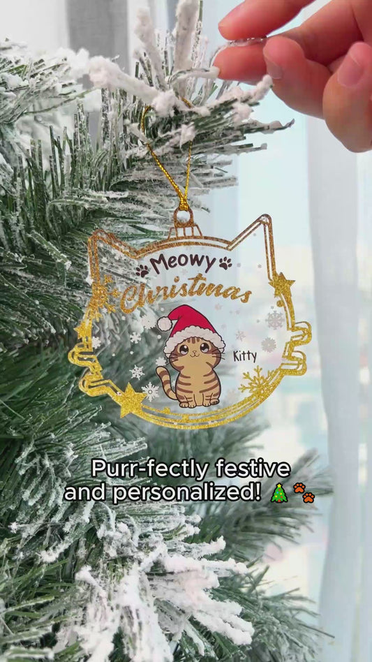 Meowy Christmas - Personalized Cat Ornament