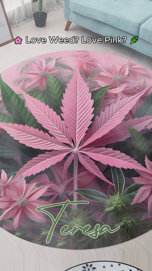 Pink In My Area - Personalized Weed Round Rug
