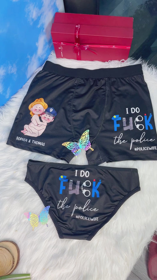 I Do Love The Police - Personalized Couple Women Briefs & Men Boxer Briefs
