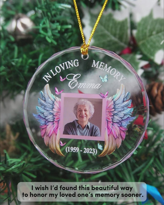 Forever In My Heart - Personalized Memorial Round Shaped Glass Ornament